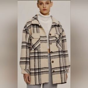 NEW Women's Plaid Shacket (Cream/Black) - LIT ACTIVEWEAR